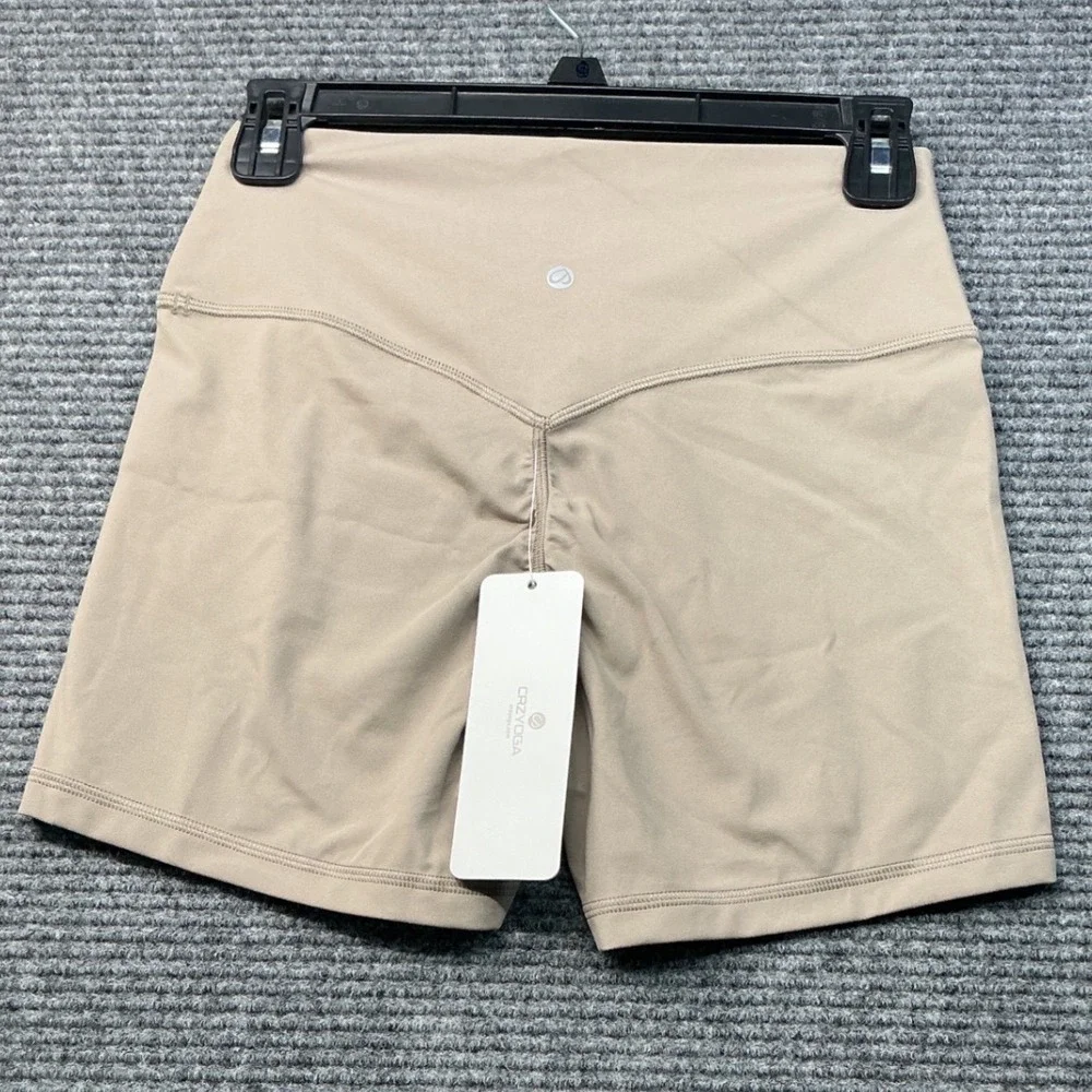 CRZYOGA Butterluxe Origin Yoga Shorts Womens M Creamy Latte Tan New With Tags